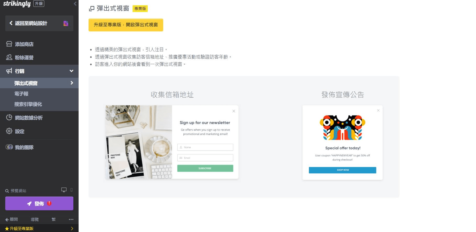 圖片取自Strikingly用戶網站 圖片取自Strikingly用戶網站